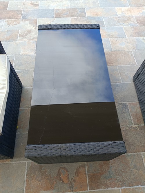 tavolino basso antracite con vetro 50x100 cm